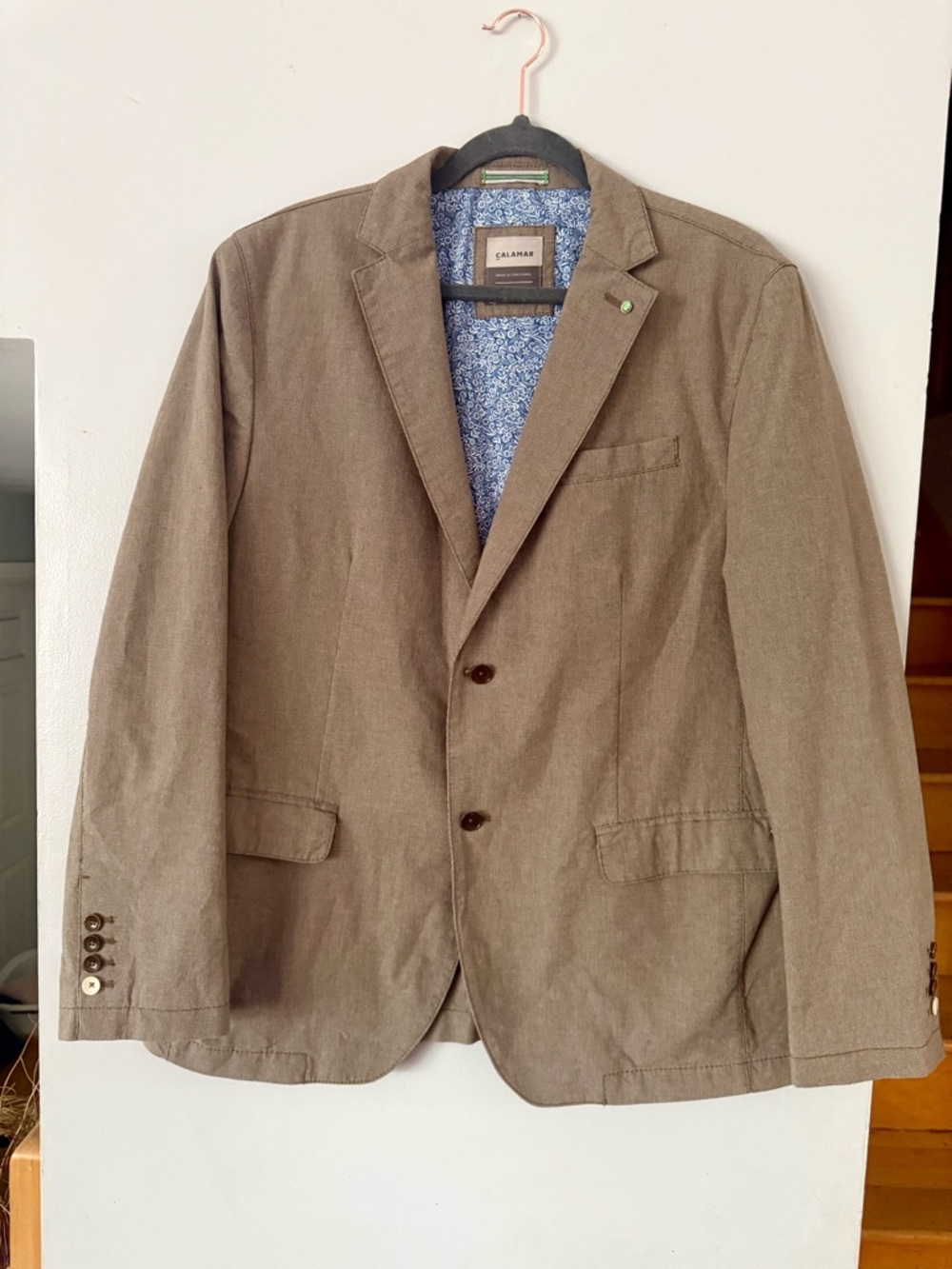 🌿Modern Earth Tone Blazer // Calamar Paisley Lined Sport Coat 100% Cotton